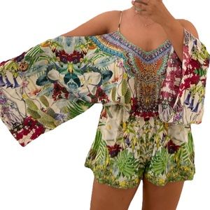 NWT Camilla Exotic Hypnotic Silk Green Playsuit Romper